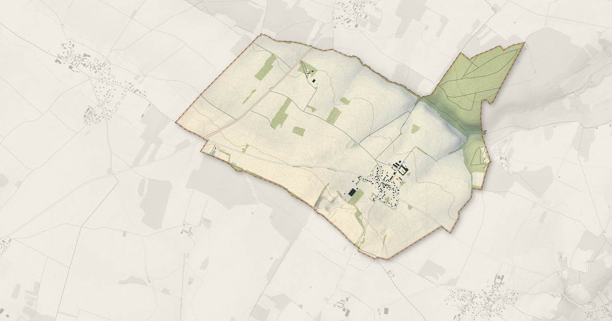 Portrait cartographique de Flacourt : relief, eau, forêts, bâti et voies, calculés à partir des données de l'IGN