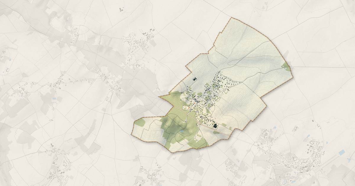 Portrait cartographique de Goupillières : relief, eau, forêts, bâti et voies, calculés à partir des données de l'IGN
