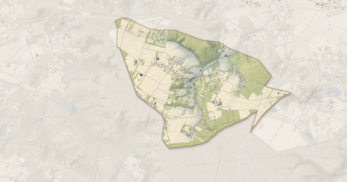 Portrait cartographique de Grosrouvre : relief, eau, forêts, bâti et voies, calculés à partir des données de l'IGN