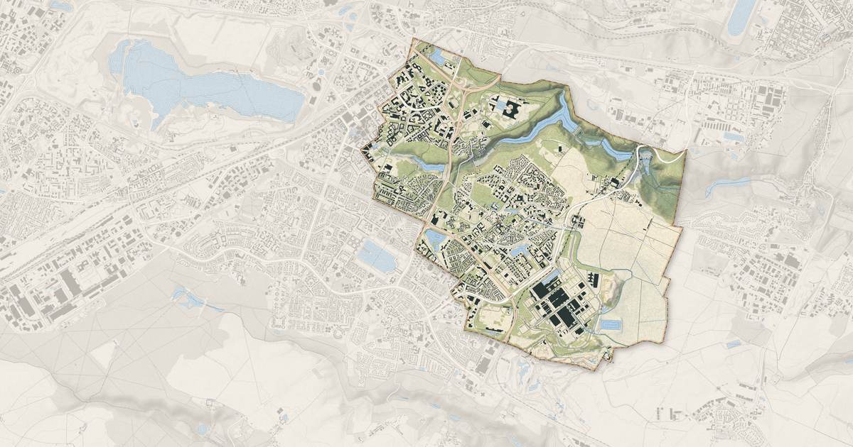 Portrait cartographique de Guyancourt : relief, eau, forêts, bâti et voies, calculés à partir des données de l'IGN