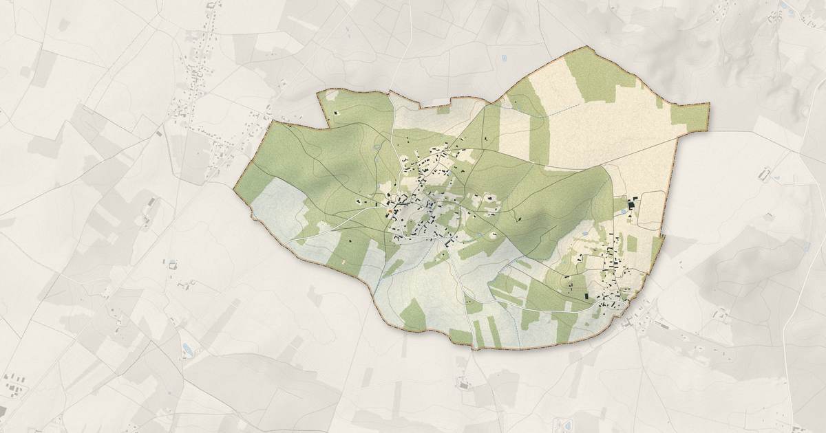 Portrait cartographique de La Hauteville : relief, eau, forêts, bâti et voies, calculés à partir des données de l'IGN