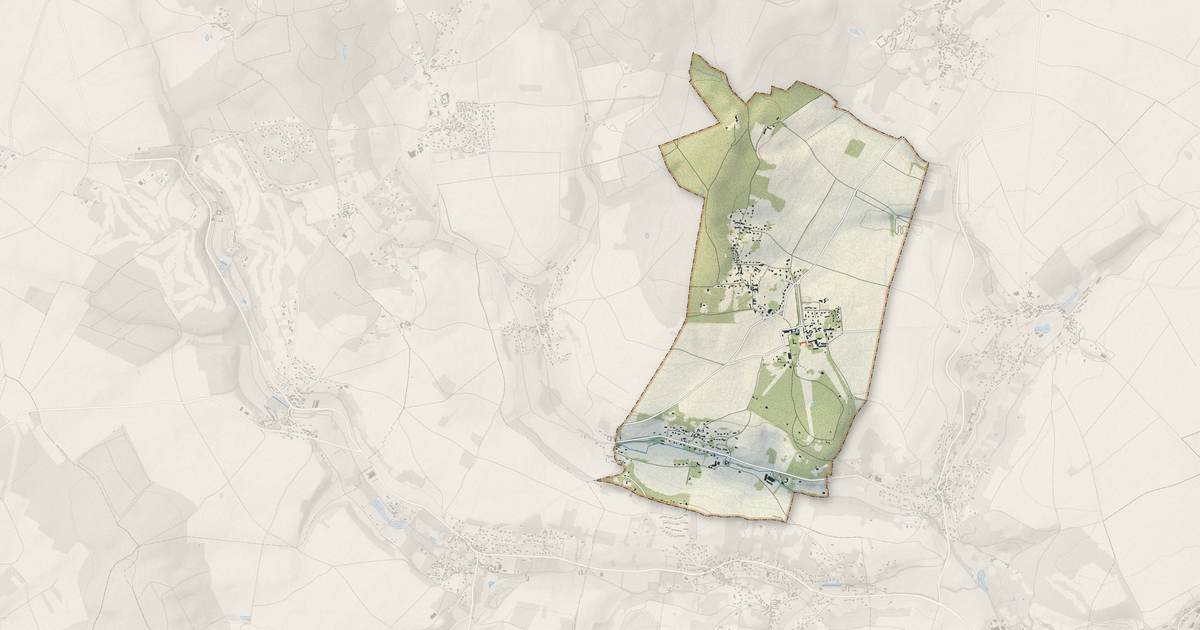 Portrait cartographique de Jambville : relief, eau, forêts, bâti et voies, calculés à partir des données de l'IGN