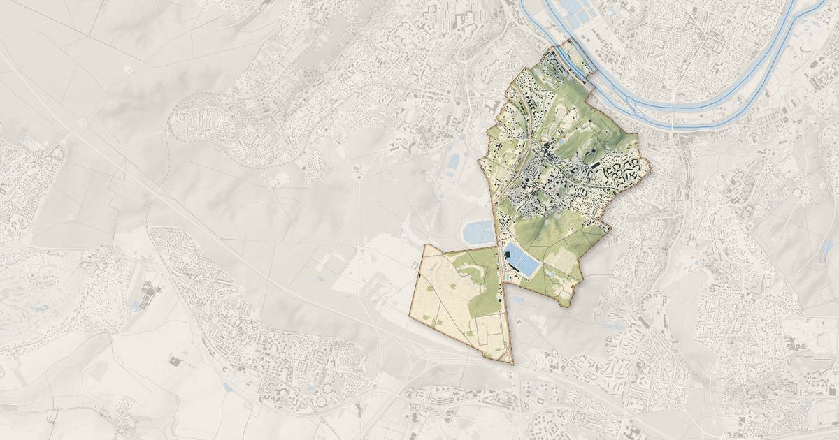 Portrait cartographique de Louveciennes : relief, eau, forêts, bâti et voies, calculés à partir des données de l'IGN