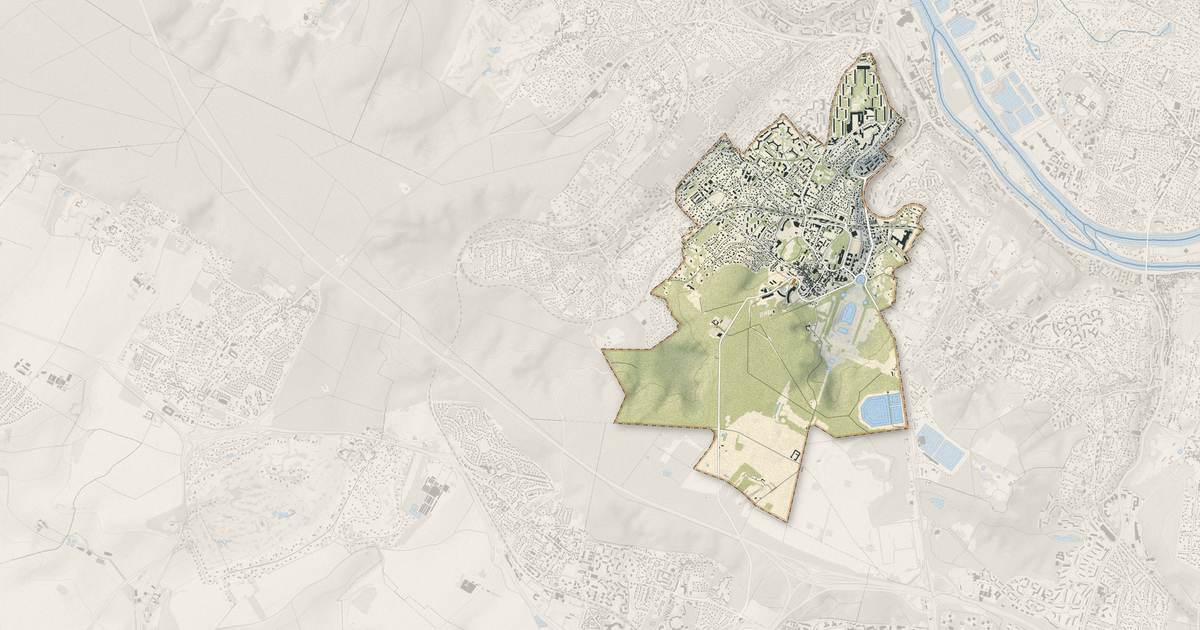 Portrait cartographique de Marly-le-Roi : relief, eau, forêts, bâti et voies, calculés à partir des données de l'IGN