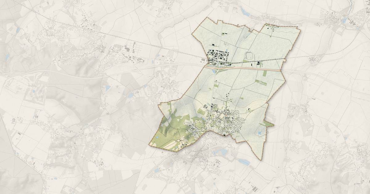 Portrait cartographique de Méré : relief, eau, forêts, bâti et voies, calculés à partir des données de l'IGN