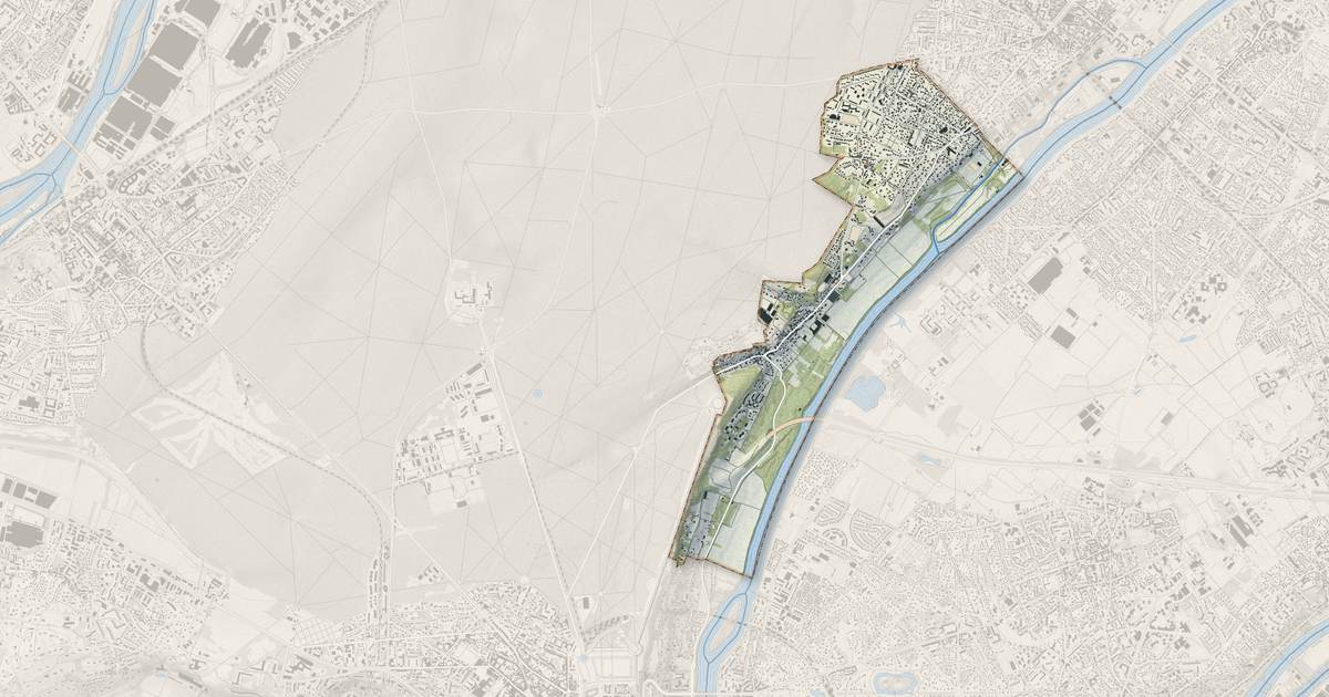 Portrait cartographique de Le Mesnil-le-Roi : relief, eau, forêts, bâti et voies, calculés à partir des données de l'IGN