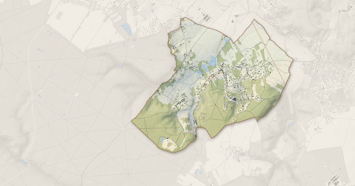 Portrait cartographique de Les Mesnuls : relief, eau, forêts, bâti et voies, calculés à partir des données de l'IGN
