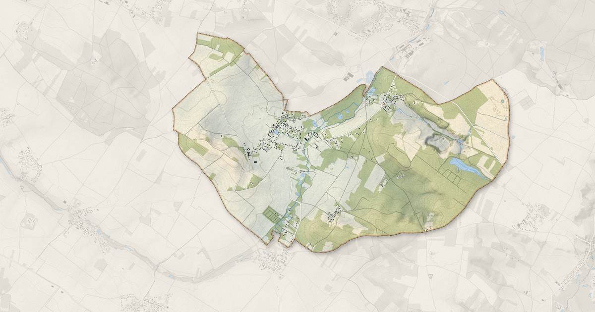 Portrait cartographique de Mittainville : relief, eau, forêts, bâti et voies, calculés à partir des données de l'IGN