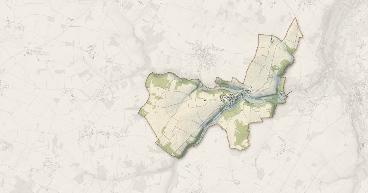 Portrait cartographique de Montchauvet : relief, eau, forêts, bâti et voies, calculés à partir des données de l'IGN