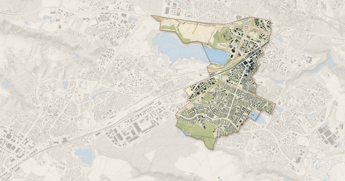 Portrait cartographique de Montigny-le-Bretonneux : relief, eau, forêts, bâti et voies, calculés à partir des données de l'IGN