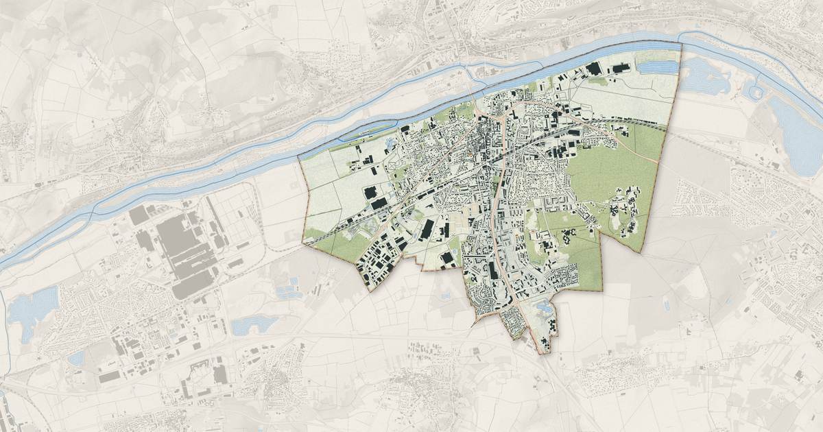 Portrait cartographique de Les Mureaux : relief, eau, forêts, bâti et voies, calculés à partir des données de l'IGN
