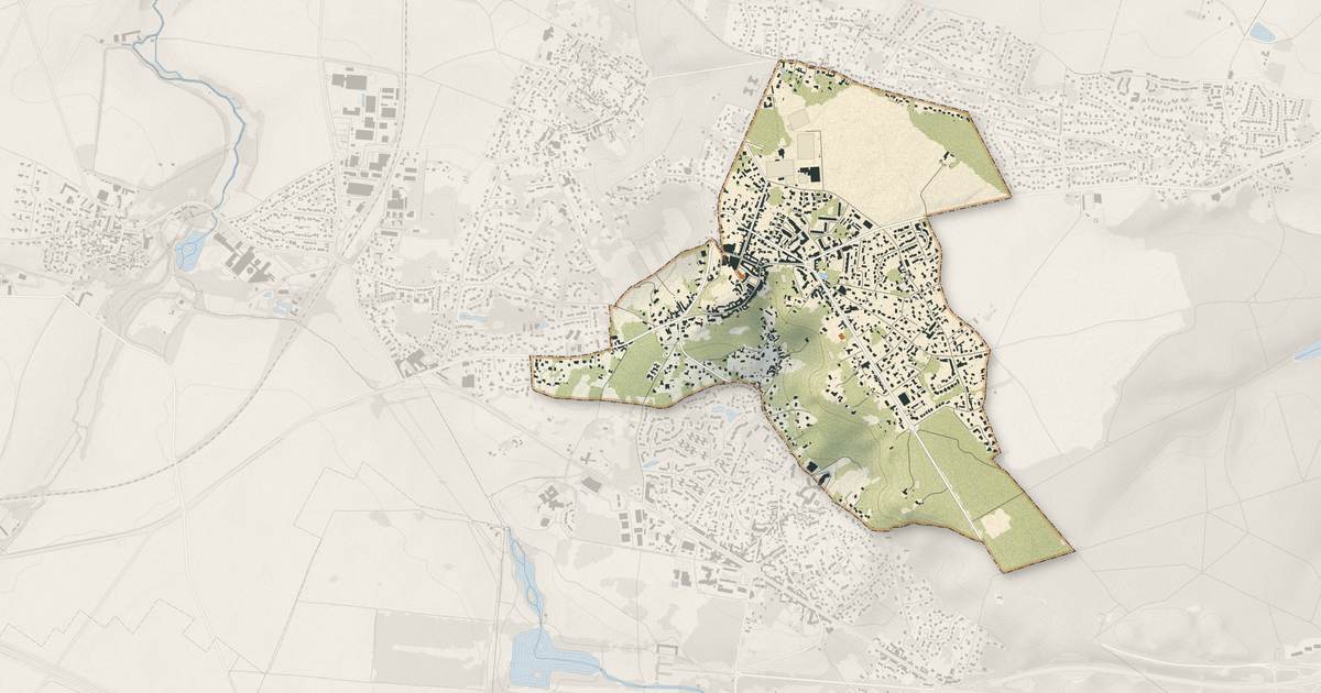 Portrait cartographique de Neauphle-le-Château : relief, eau, forêts, bâti et voies, calculés à partir des données de l'IGN