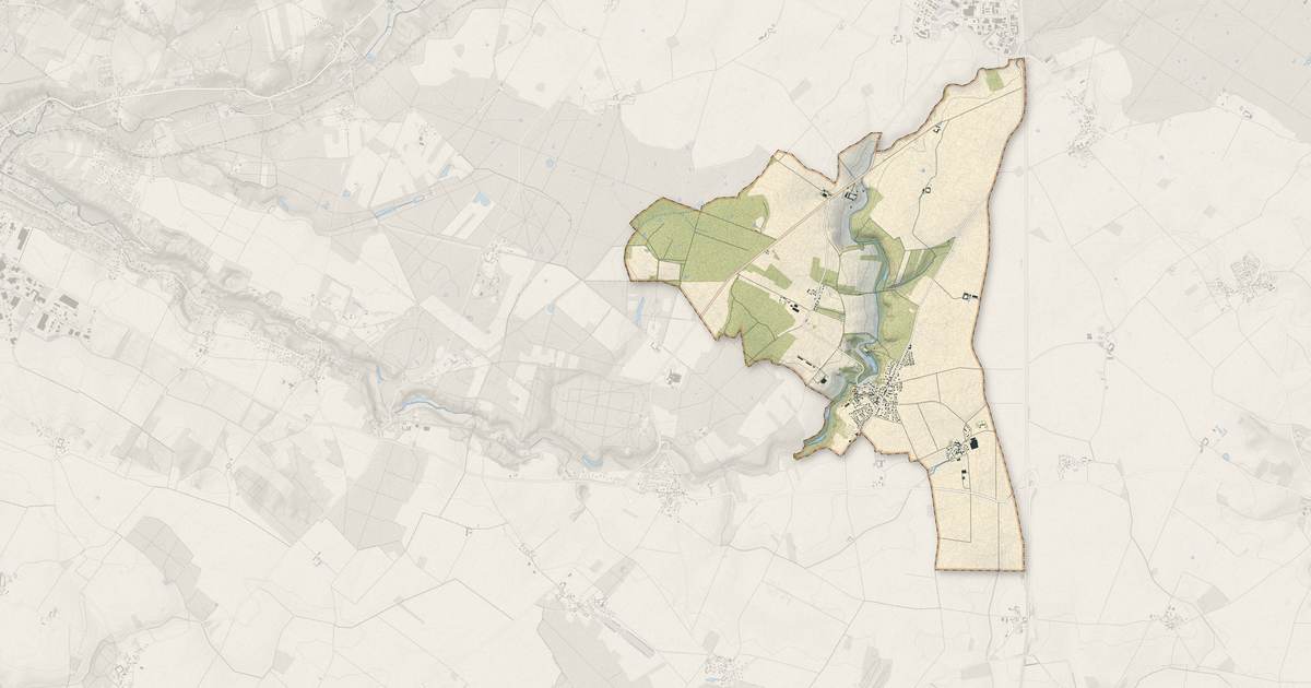 Portrait cartographique de Orcemont : relief, eau, forêts, bâti et voies, calculés à partir des données de l'IGN