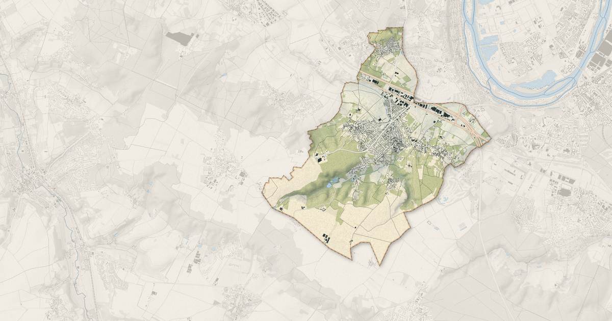 Portrait cartographique de Orgeval : relief, eau, forêts, bâti et voies, calculés à partir des données de l'IGN