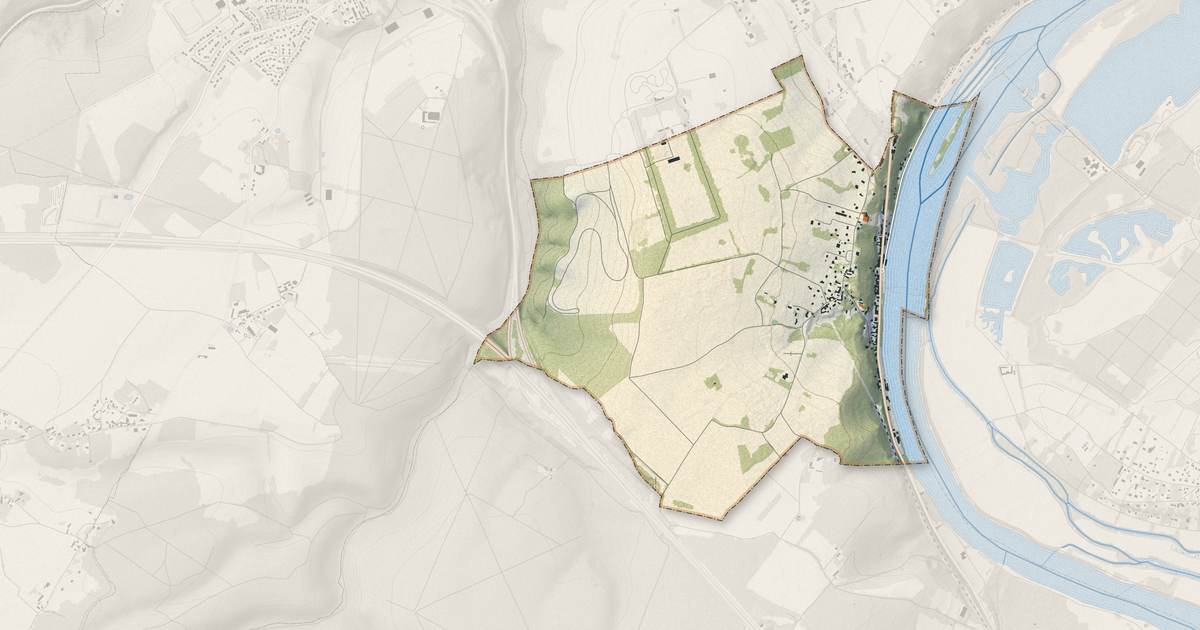 Portrait cartographique de Rolleboise : relief, eau, forêts, bâti et voies, calculés à partir des données de l'IGN