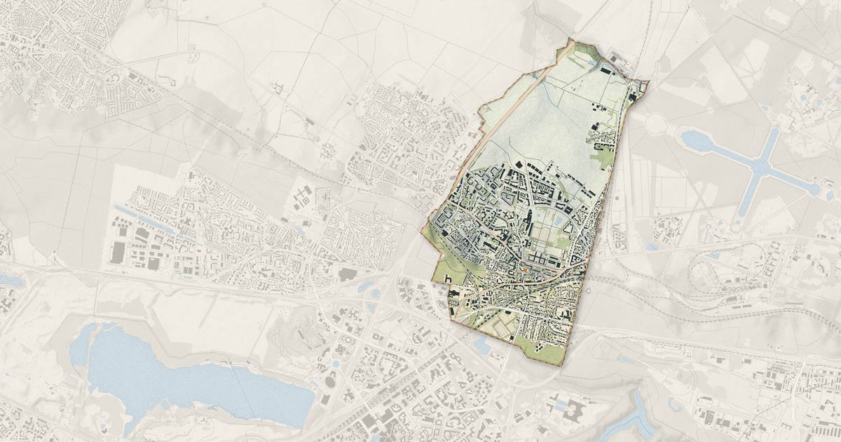 Portrait cartographique de Saint-Cyr-l'École : relief, eau, forêts, bâti et voies, calculés à partir des données de l'IGN