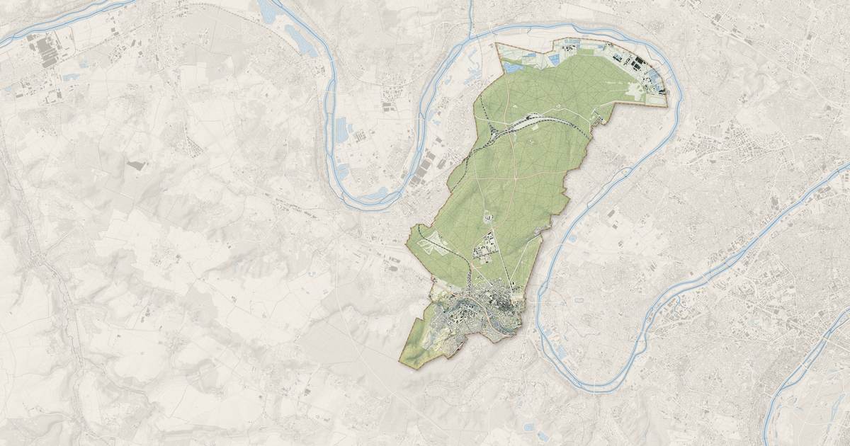 Portrait cartographique de Saint-Germain-en-Laye : relief, eau, forêts, bâti et voies, calculés à partir des données de l'IGN