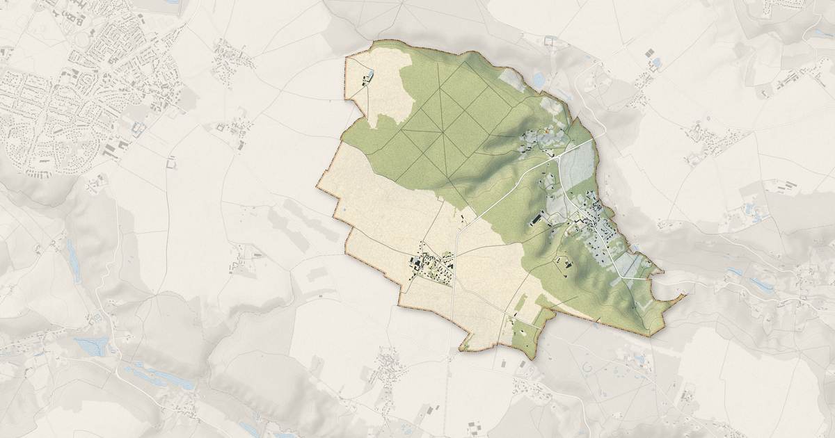 Portrait cartographique de Saint-Lambert : relief, eau, forêts, bâti et voies, calculés à partir des données de l'IGN