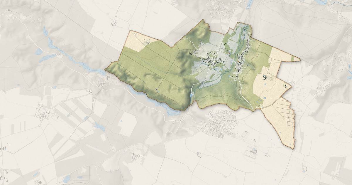 Portrait cartographique de Senlisse : relief, eau, forêts, bâti et voies, calculés à partir des données de l'IGN