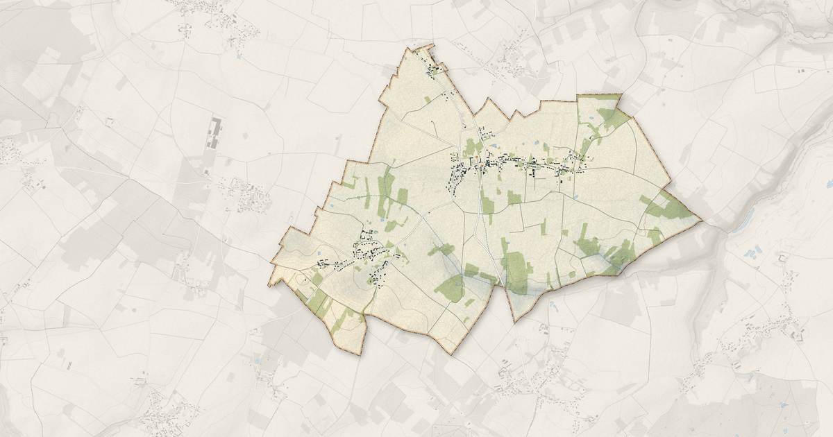 Portrait cartographique de Tilly : relief, eau, forêts, bâti et voies, calculés à partir des données de l'IGN