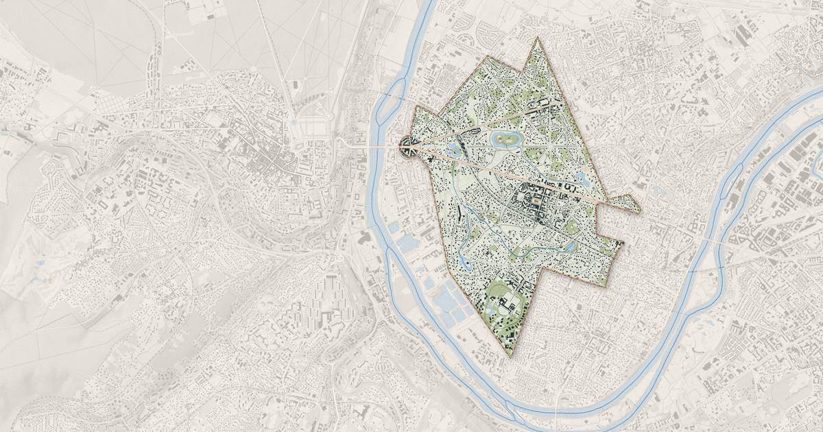 Portrait cartographique de Le Vésinet : relief, eau, forêts, bâti et voies, calculés à partir des données de l'IGN