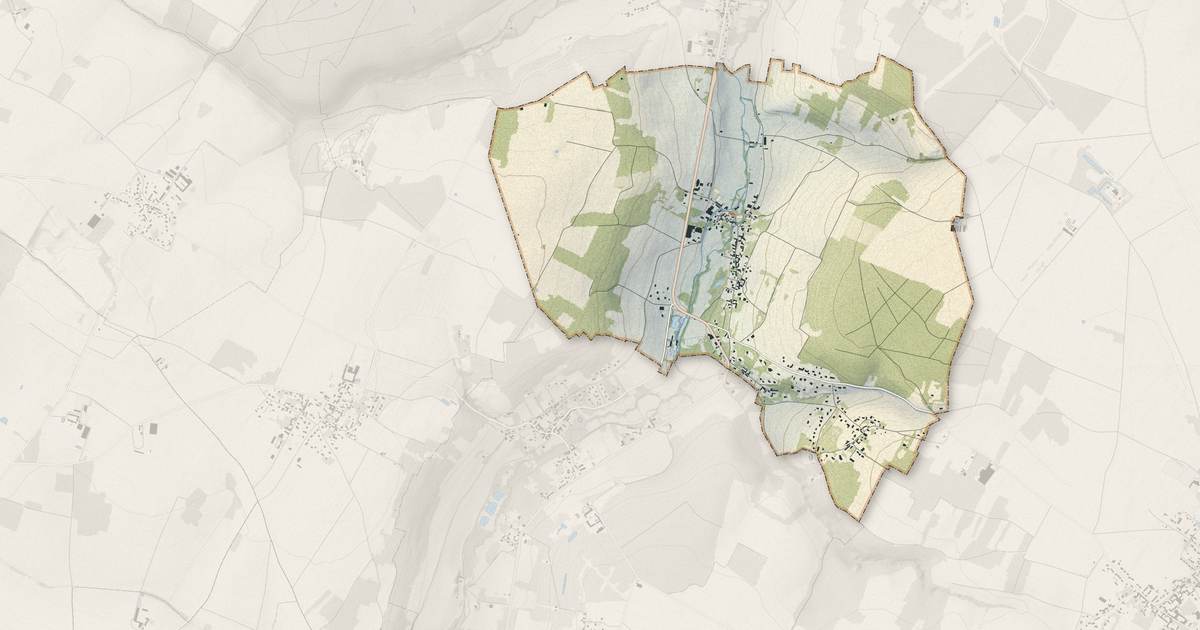 Portrait cartographique de Villette : relief, eau, forêts, bâti et voies, calculés à partir des données de l'IGN