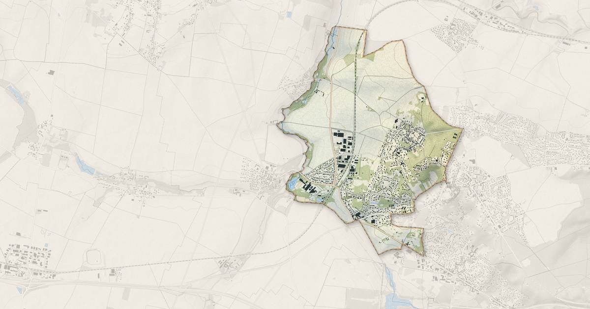 Portrait cartographique de Villiers-Saint-Frédéric : relief, eau, forêts, bâti et voies, calculés à partir des données de l'IGN