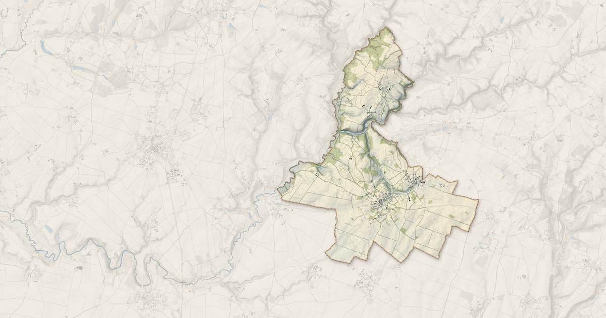 Portrait cartographique de Béceleuf : relief, eau, forêts, bâti et voies, calculés à partir des données de l'IGN