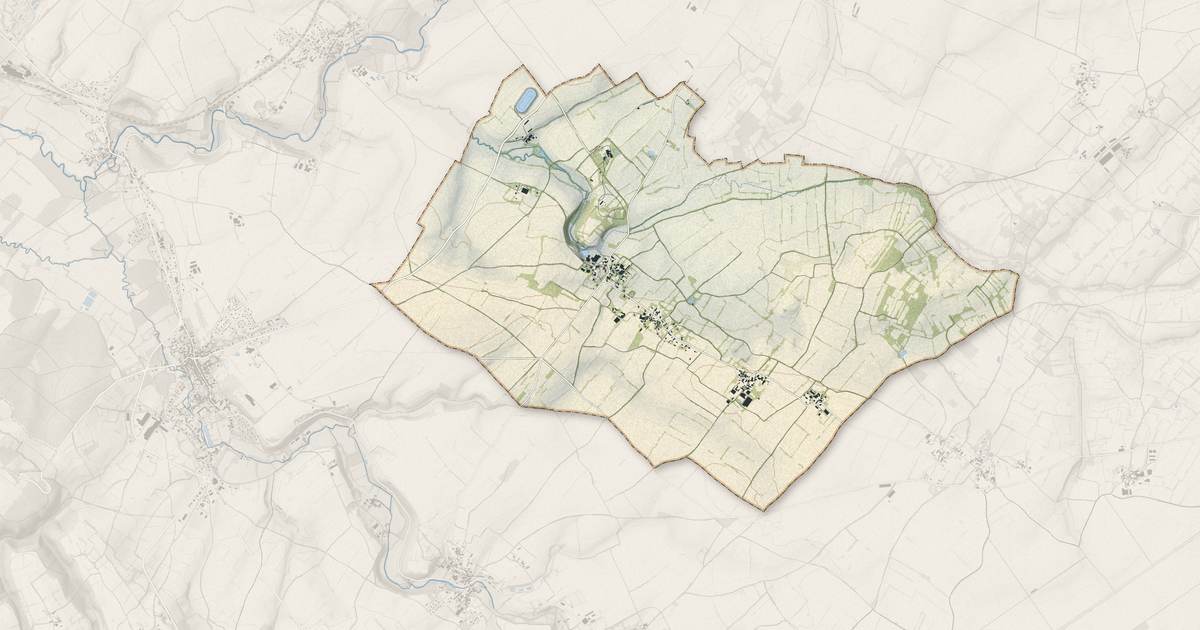 Portrait cartographique de Bougon : relief, eau, forêts, bâti et voies, calculés à partir des données de l'IGN
