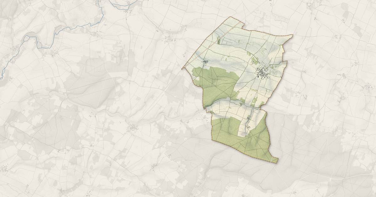 Portrait cartographique de Ensigné : relief, eau, forêts, bâti et voies, calculés à partir des données de l'IGN