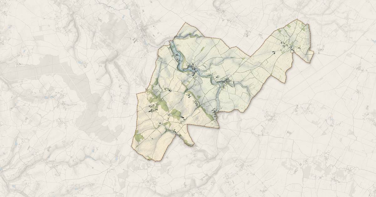 Portrait cartographique de Exoudun : relief, eau, forêts, bâti et voies, calculés à partir des données de l'IGN