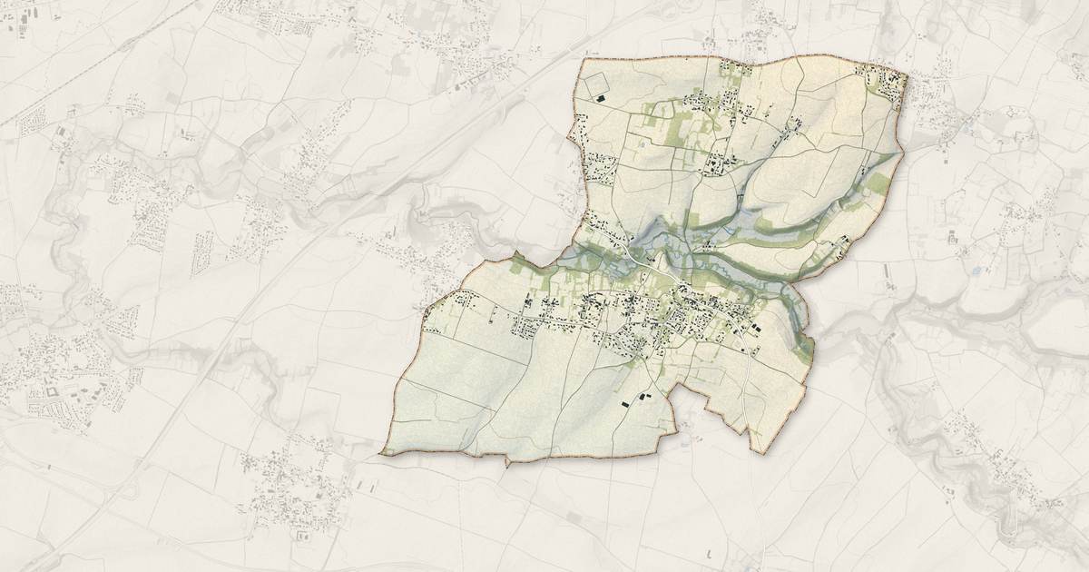 Portrait cartographique de Fressines : relief, eau, forêts, bâti et voies, calculés à partir des données de l'IGN