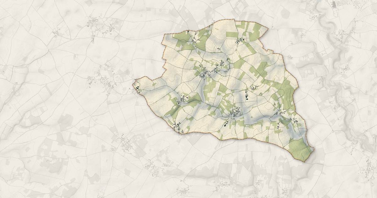 Portrait cartographique de Lorigné : relief, eau, forêts, bâti et voies, calculés à partir des données de l'IGN