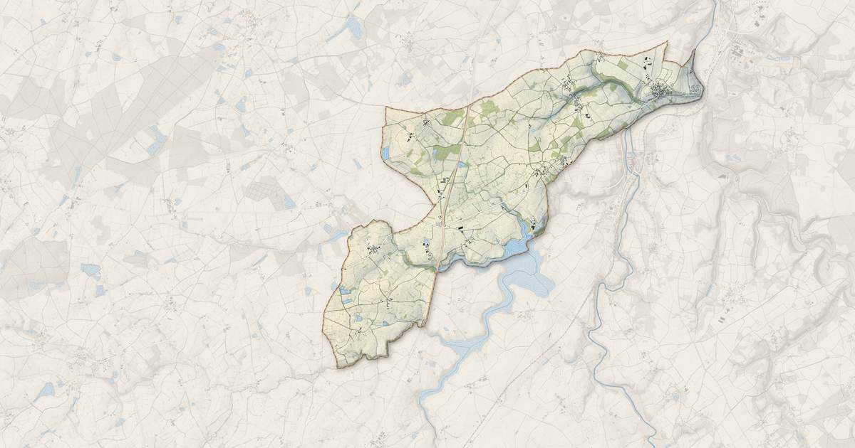 Portrait cartographique de Louin : relief, eau, forêts, bâti et voies, calculés à partir des données de l'IGN