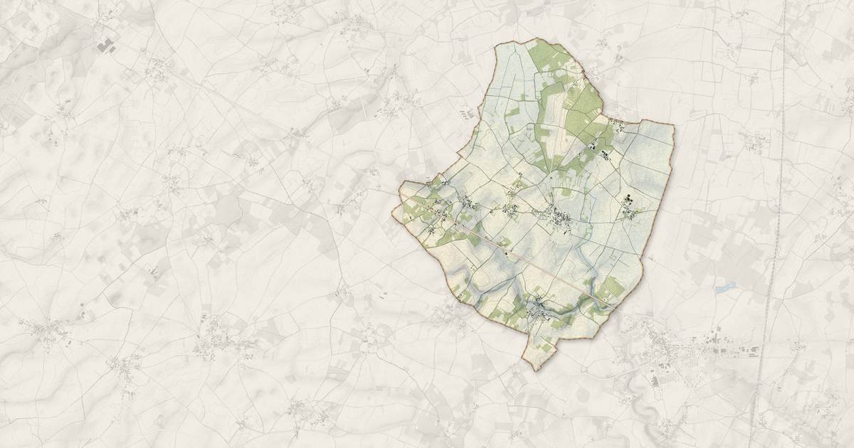 Portrait cartographique de Mairé-Levescault : relief, eau, forêts, bâti et voies, calculés à partir des données de l'IGN