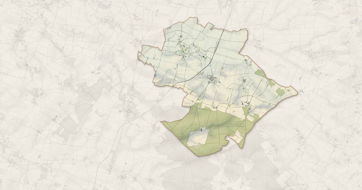 Portrait cartographique de Marigny : relief, eau, forêts, bâti et voies, calculés à partir des données de l'IGN
