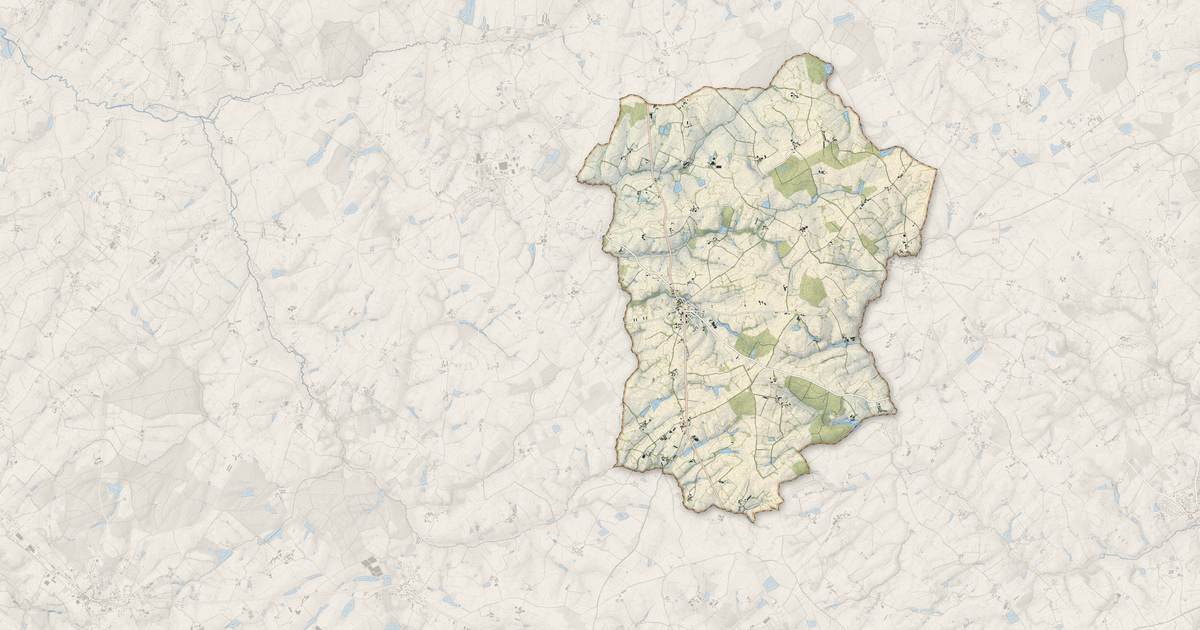 Portrait cartographique de Neuvy-Bouin : relief, eau, forêts, bâti et voies, calculés à partir des données de l'IGN