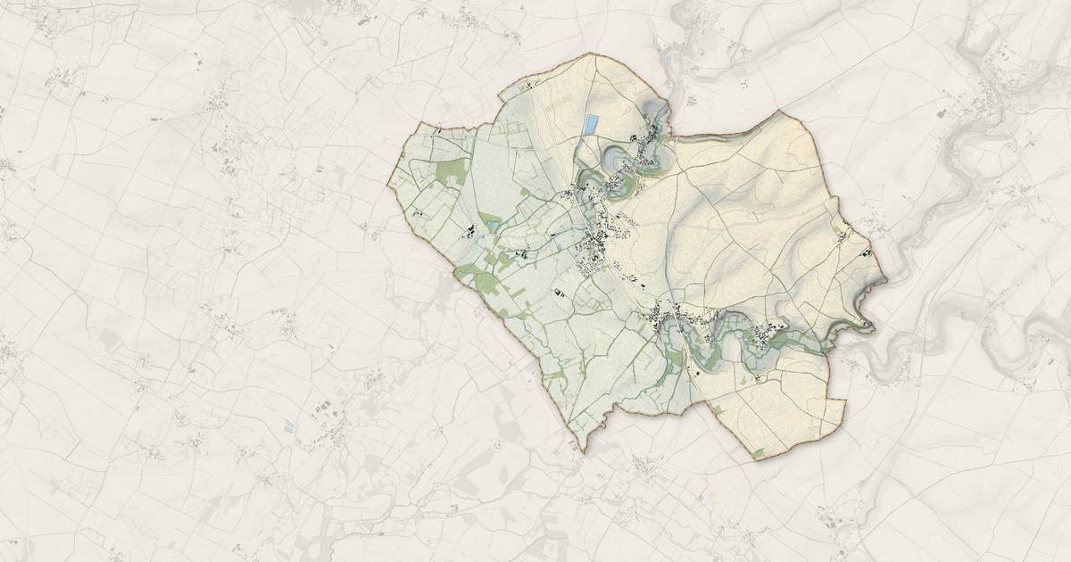 Portrait cartographique de Périgné : relief, eau, forêts, bâti et voies, calculés à partir des données de l'IGN