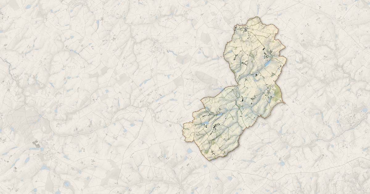 Portrait cartographique de Pougne-Hérisson : relief, eau, forêts, bâti et voies, calculés à partir des données de l'IGN