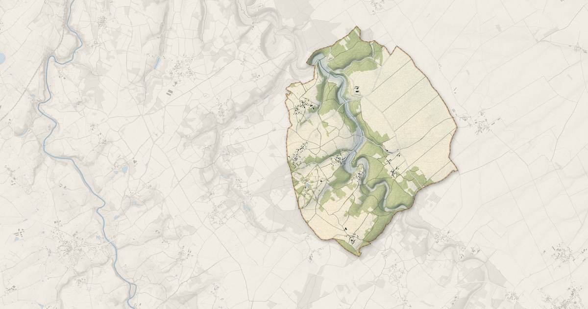 Portrait cartographique de Pressigny : relief, eau, forêts, bâti et voies, calculés à partir des données de l'IGN