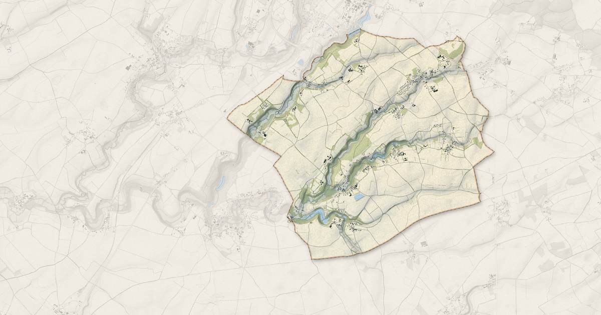 Portrait cartographique de Marcillé : relief, eau, forêts, bâti et voies, calculés à partir des données de l'IGN