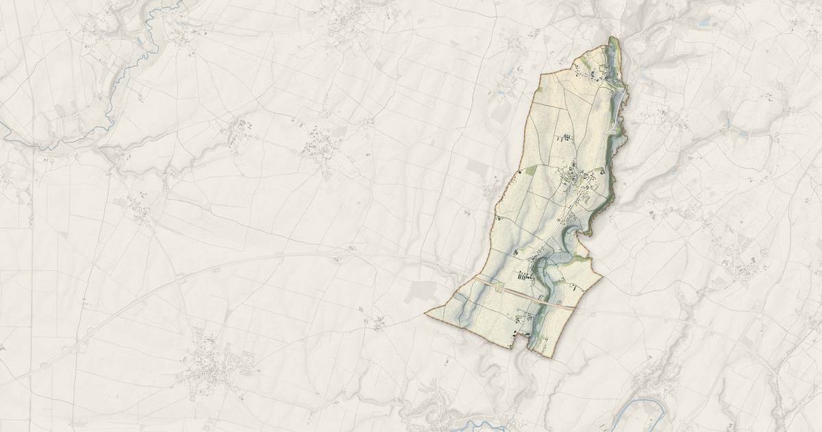 Portrait cartographique de Sainte-Ouenne : relief, eau, forêts, bâti et voies, calculés à partir des données de l'IGN