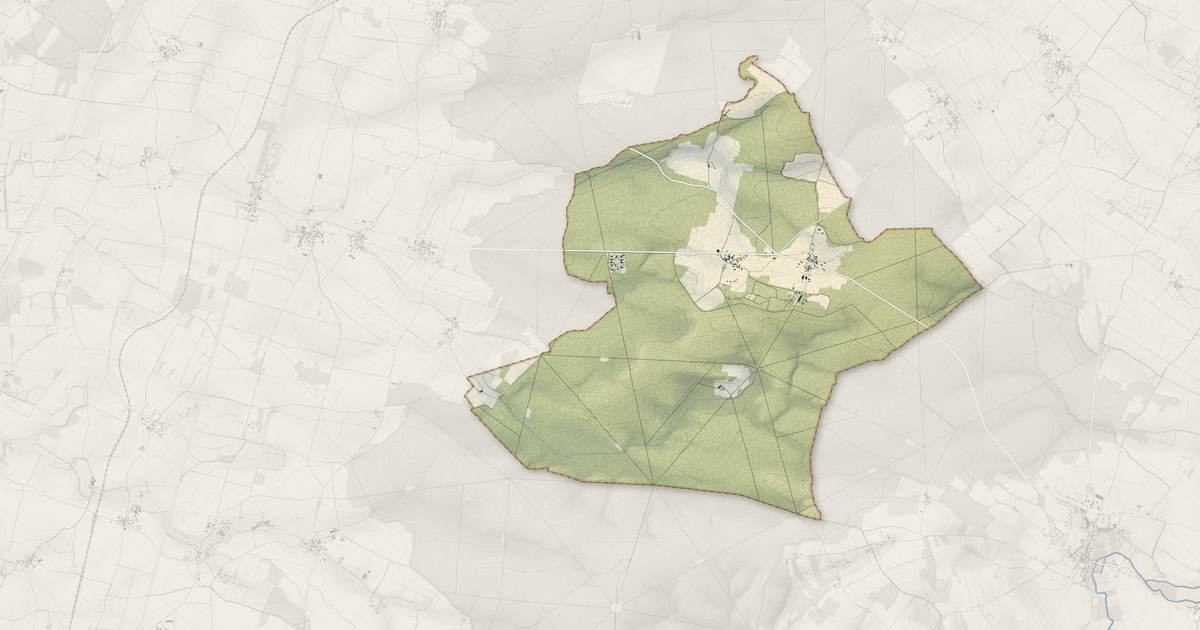 Portrait cartographique de Villiers-en-Bois : relief, eau, forêts, bâti et voies, calculés à partir des données de l'IGN