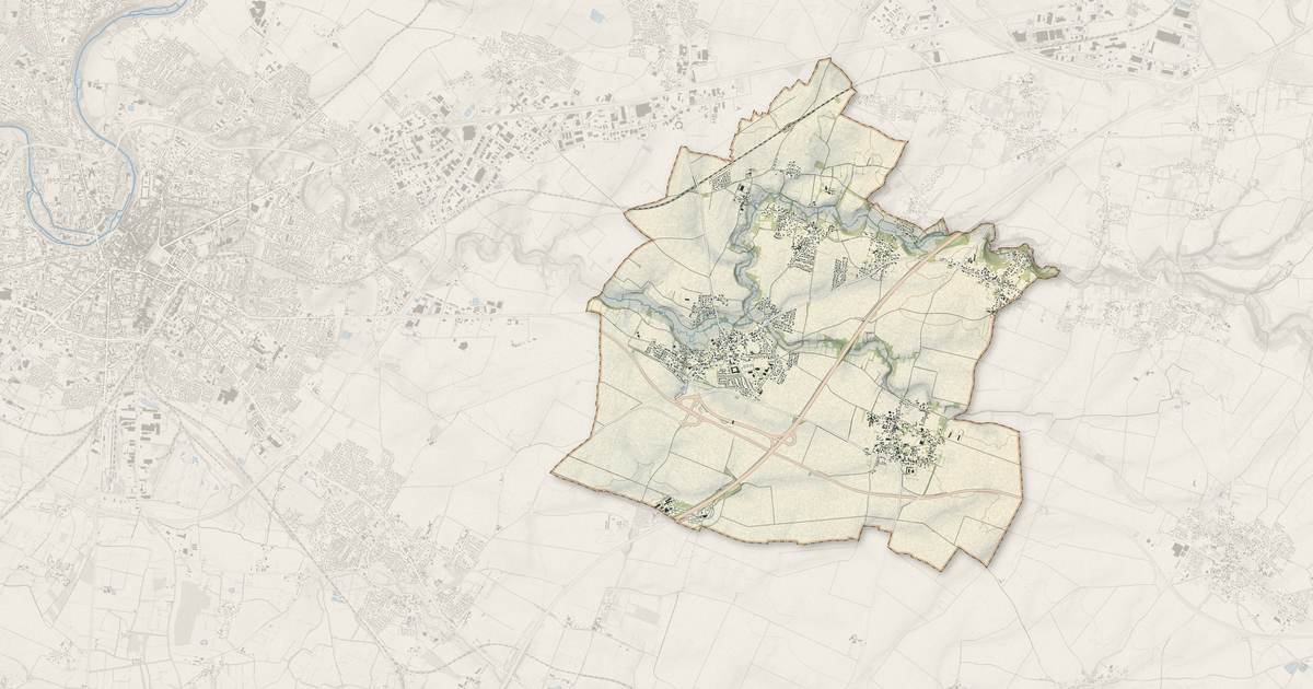 Portrait cartographique de Vouillé : relief, eau, forêts, bâti et voies, calculés à partir des données de l'IGN