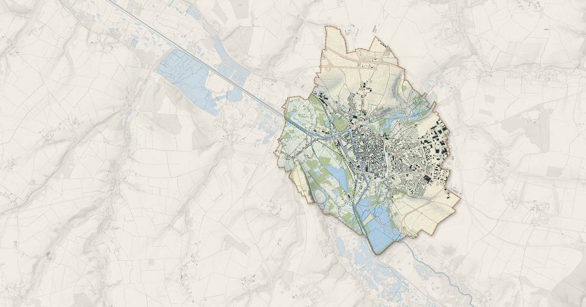 Portrait cartographique de Abbeville : relief, eau, forêts, bâti et voies, calculés à partir des données de l'IGN