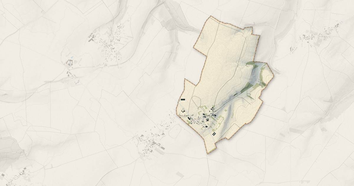 Portrait cartographique de Agenville : relief, eau, forêts, bâti et voies, calculés à partir des données de l'IGN