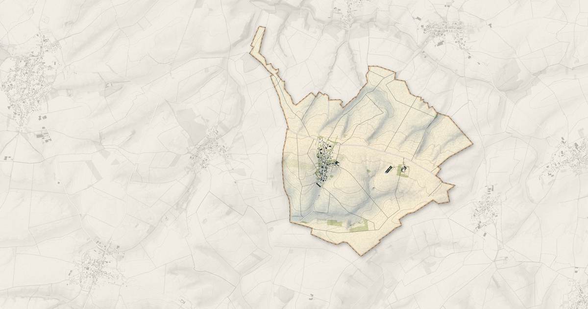 Portrait cartographique de Arquèves : relief, eau, forêts, bâti et voies, calculés à partir des données de l'IGN