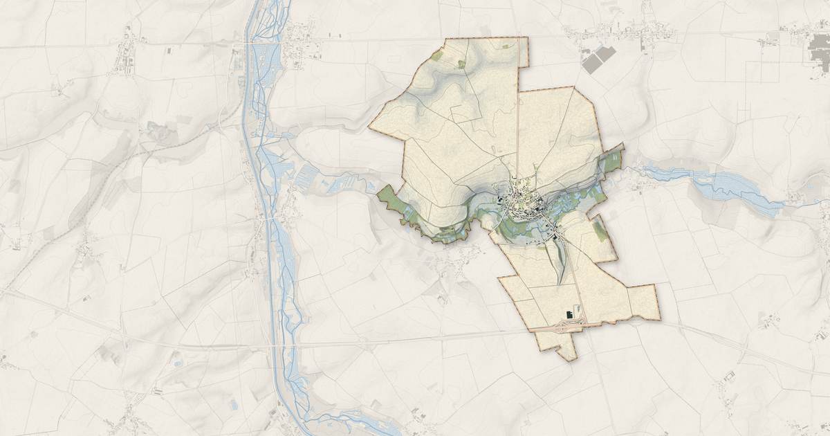 Portrait cartographique de Athies : relief, eau, forêts, bâti et voies, calculés à partir des données de l'IGN