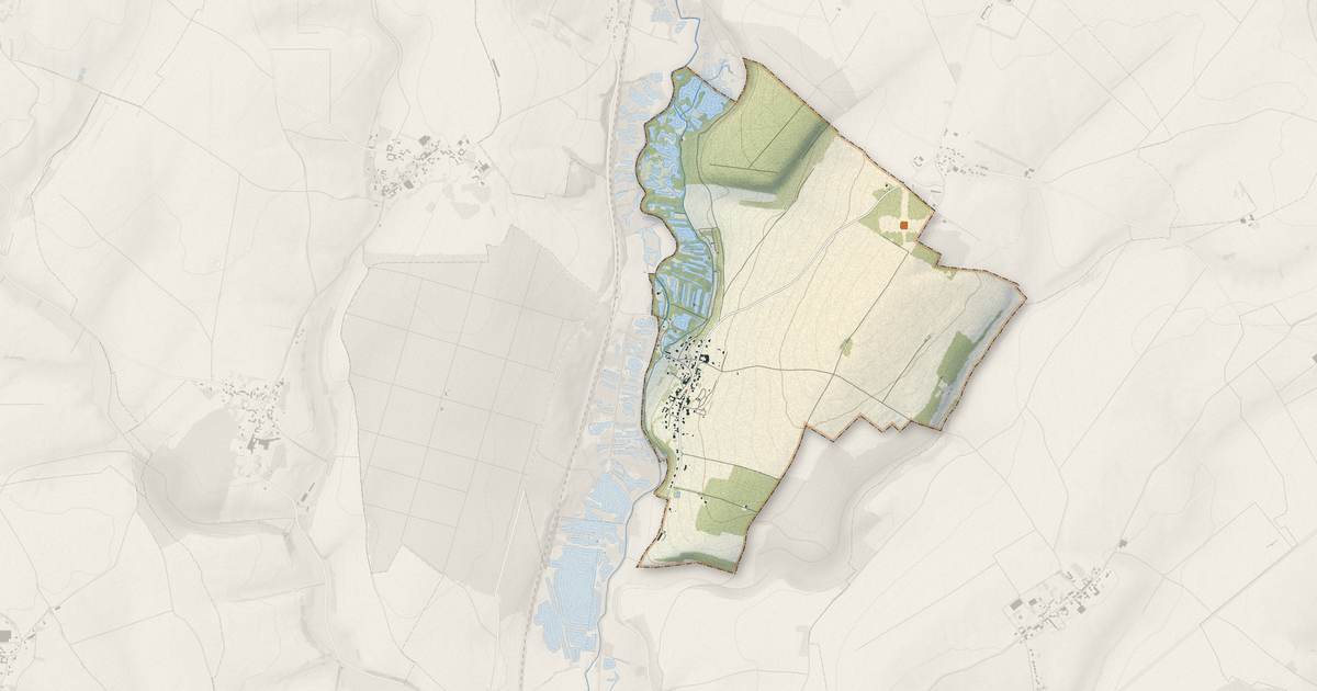 Portrait cartographique de Authuille : relief, eau, forêts, bâti et voies, calculés à partir des données de l'IGN