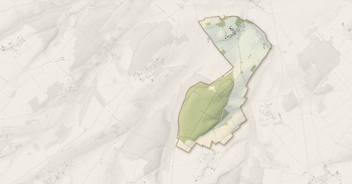 Portrait cartographique de Avelesges : relief, eau, forêts, bâti et voies, calculés à partir des données de l'IGN